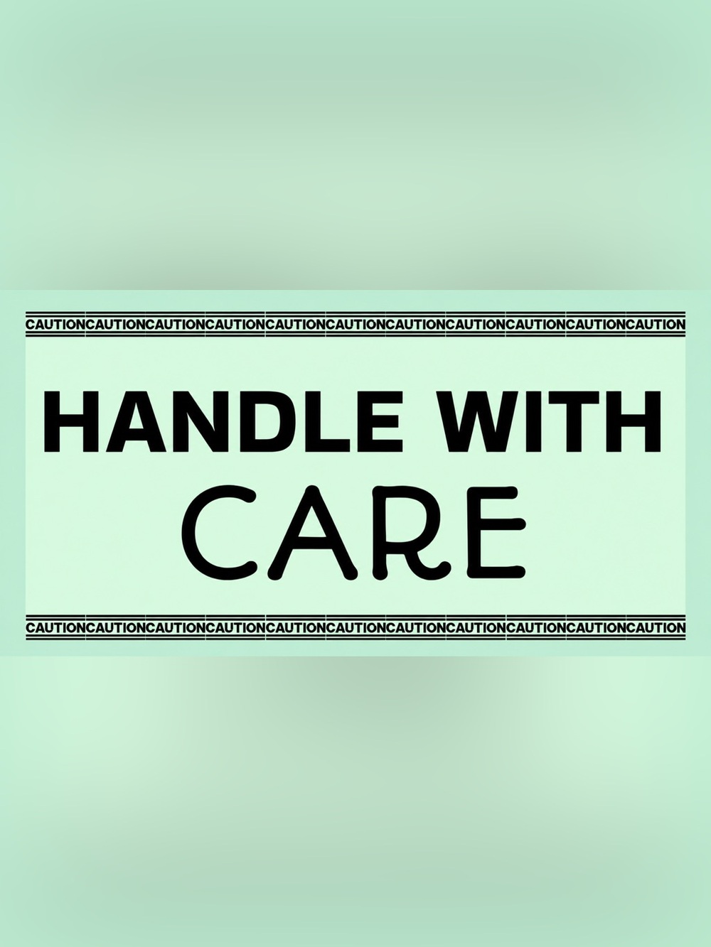 50 STICKERS - 2.25” x 1.25” RECTANGLE - “ CAUTION - HANDLE WITH CARE” - MINT